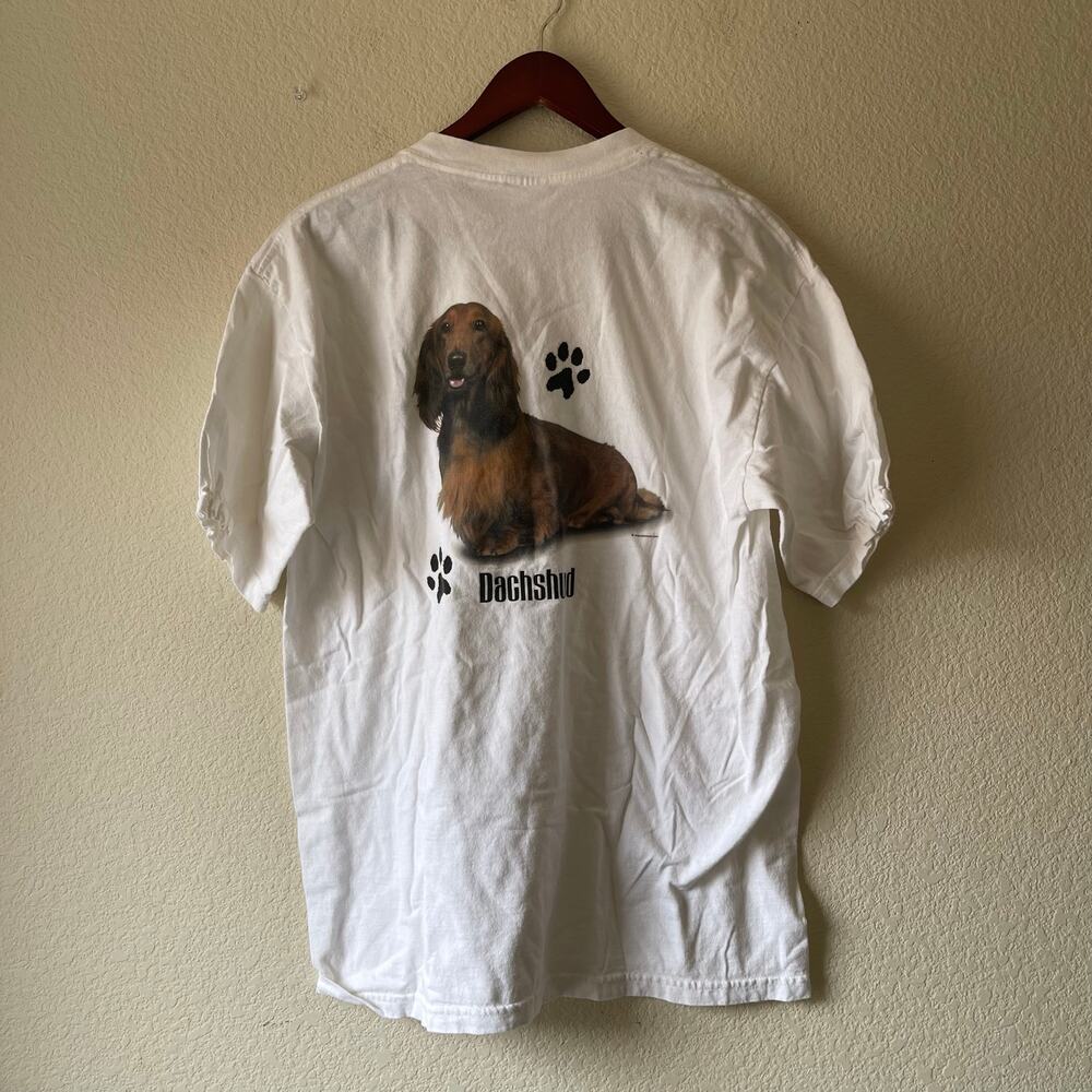 Y2k unisex dachshund printed white‎ t shirt size xl